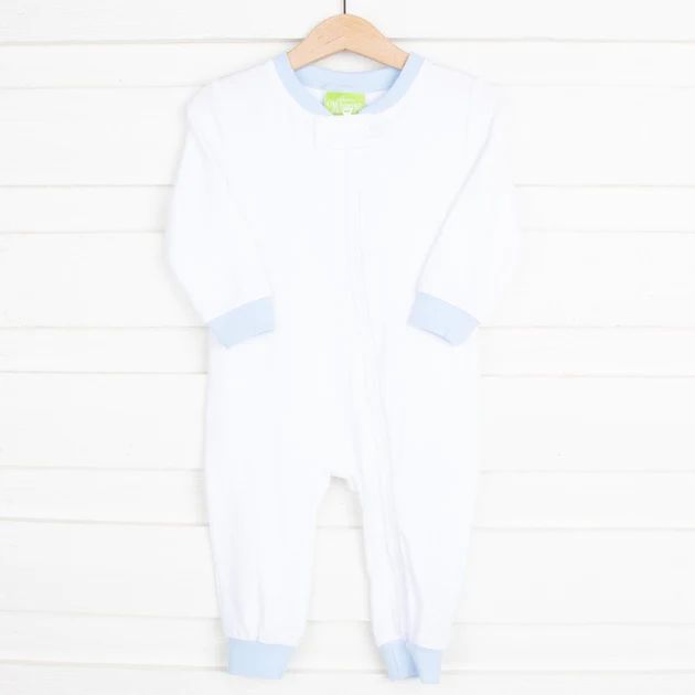 1-Piece Knit Loungewear White w Light Blue | Classic Whimsy