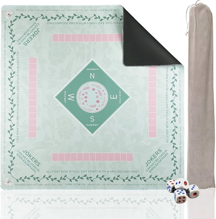Mahjong Mat 31.5 * 31.5 Inch Non-Slip Noise Reduction, American Mahjong Mat for Table with Bag, W... | Amazon (US)