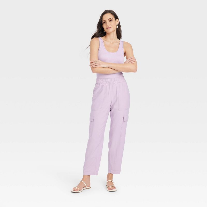 Women's High-Rise Ankle Cargo Pants - A New Day™ Lavender S | Target