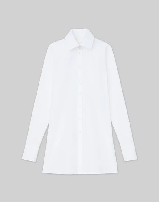 Organic Cotton Poplin Button-Front Tunic Shirt | Lafayette 148 NY