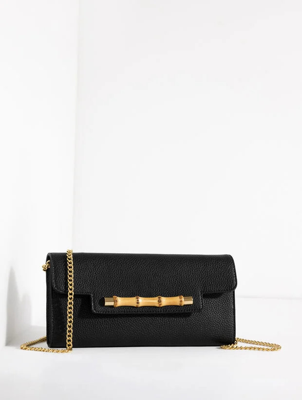 Pebble Leather Bamboo Clutch | Talbots