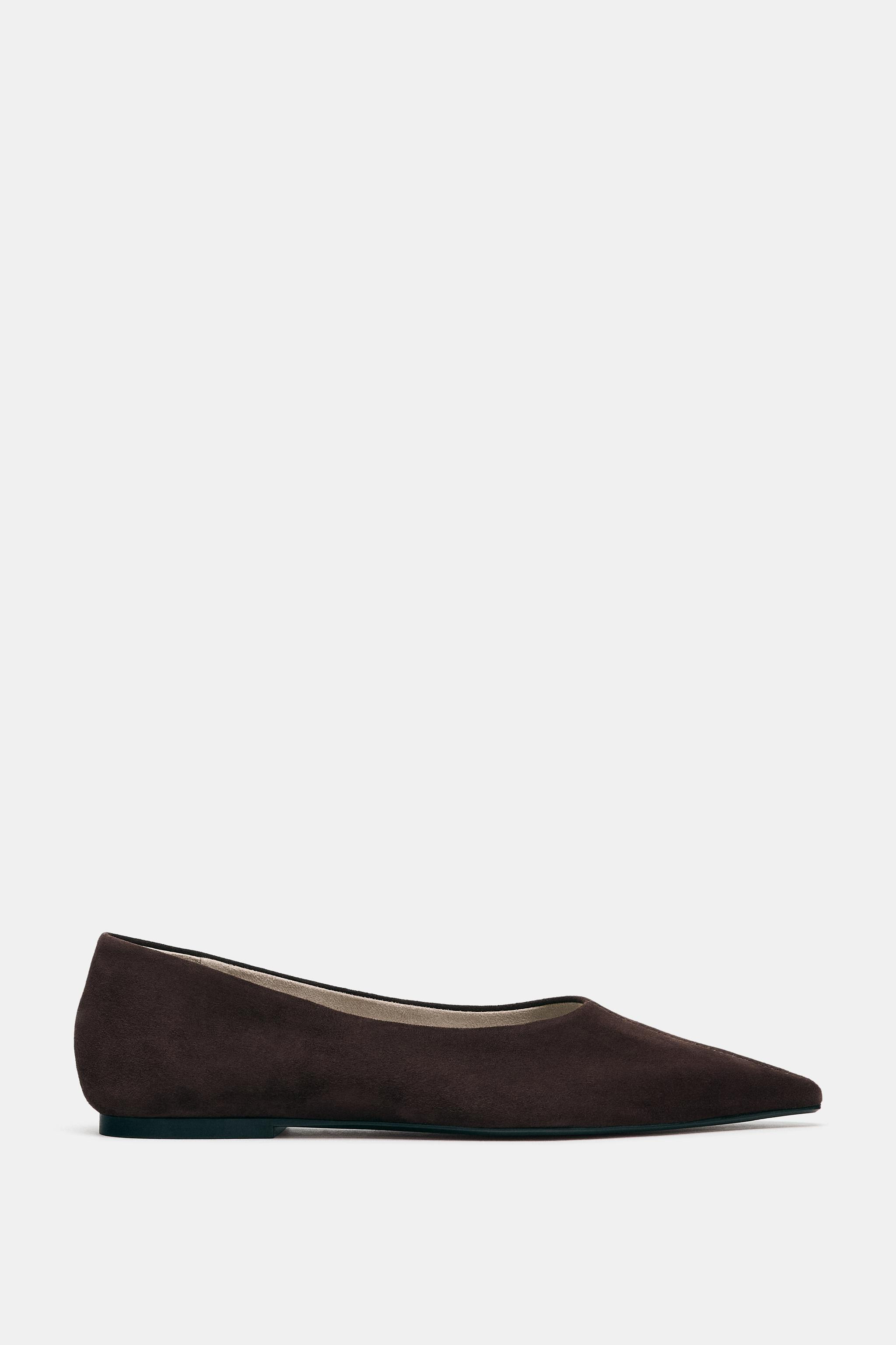 SUEDE POINTED BALLET FLATS | Zara US