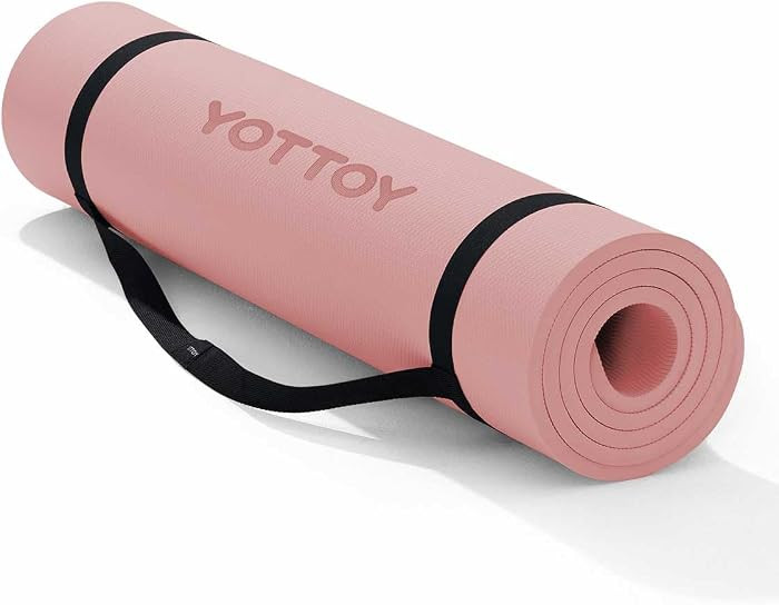 YOTTOY Yoga Mat，Extra Thick Yoga Mat (1/2inch),Professional TPE Exercise Mat,Non-Slip Workout Mat for Yoga, Pilates, Fitness, Barefoot Workouts, Home Gym Studio with Strap | Amazon (US)