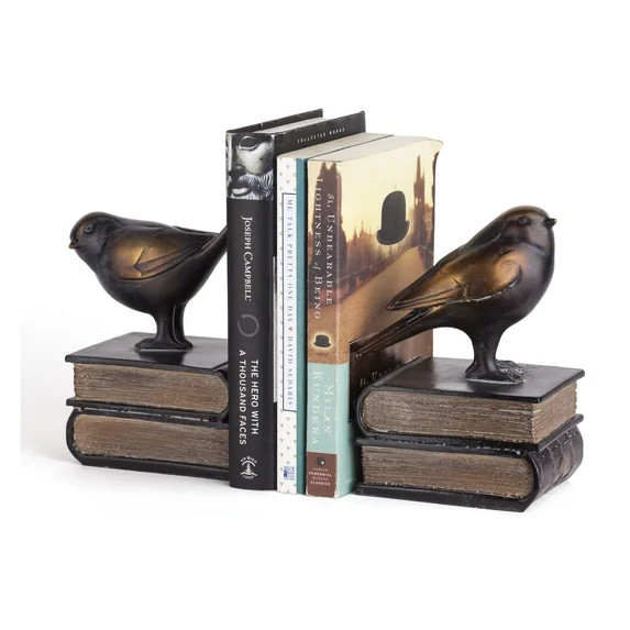 Danya B Antique Bronze Birds on Books Statue Bookends - Set of 2 | Walmart (US)