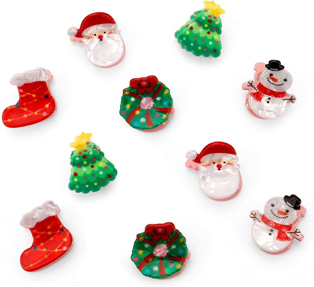 10PCS Mini Christmas Hair Claw Clips for Girls,Stocking Stuffer for Toddler Girls,Christmas Girl ... | Amazon (US)