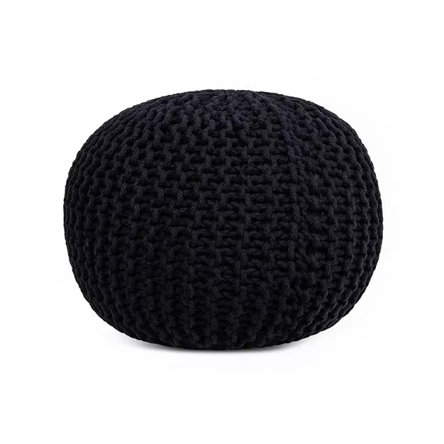 BirdRock Home Round Pouf Foot Stool Ottoman - Black | Target