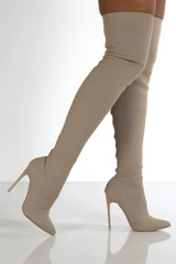 'Serenity' Pointed Toe Knitted Socks Over The Knee Boots (2 Colors) | Goodnight Macaroon