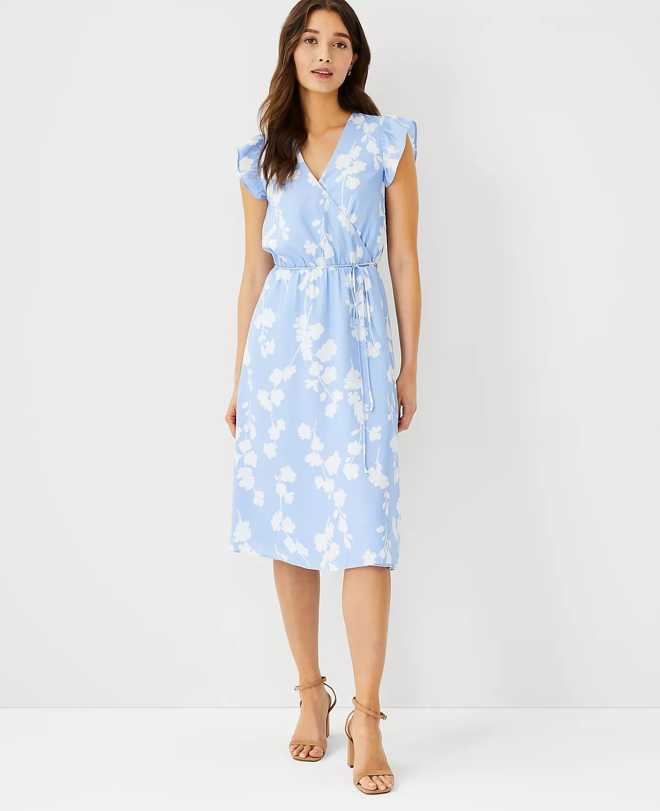 Floral Flutter Sleeve Wrap Dress | Ann Taylor | Ann Taylor (US)