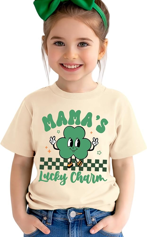 Toddler Baby Mama's Lucky Charm T-Shirt St Patrick's Day Clover Graphic Shirts Casual Short Sleev... | Amazon (US)