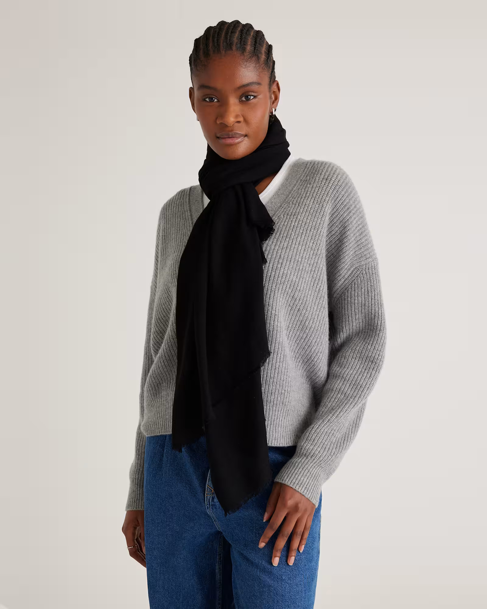 100% Pashmina Wool Scarf in Black | Quince