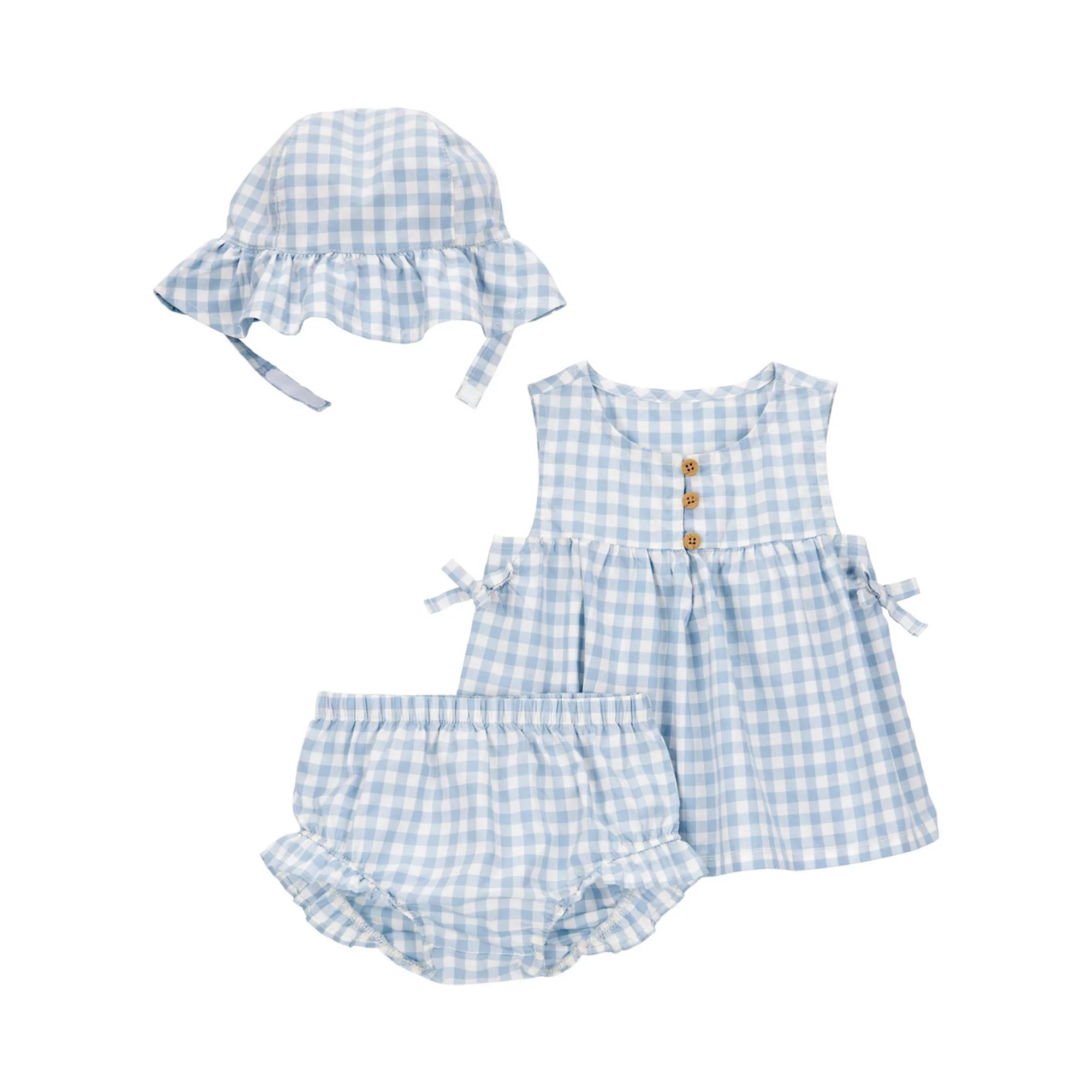 Baby Girl Carter's 3-Piece Gingham Hat Outfit Set | Kohl's