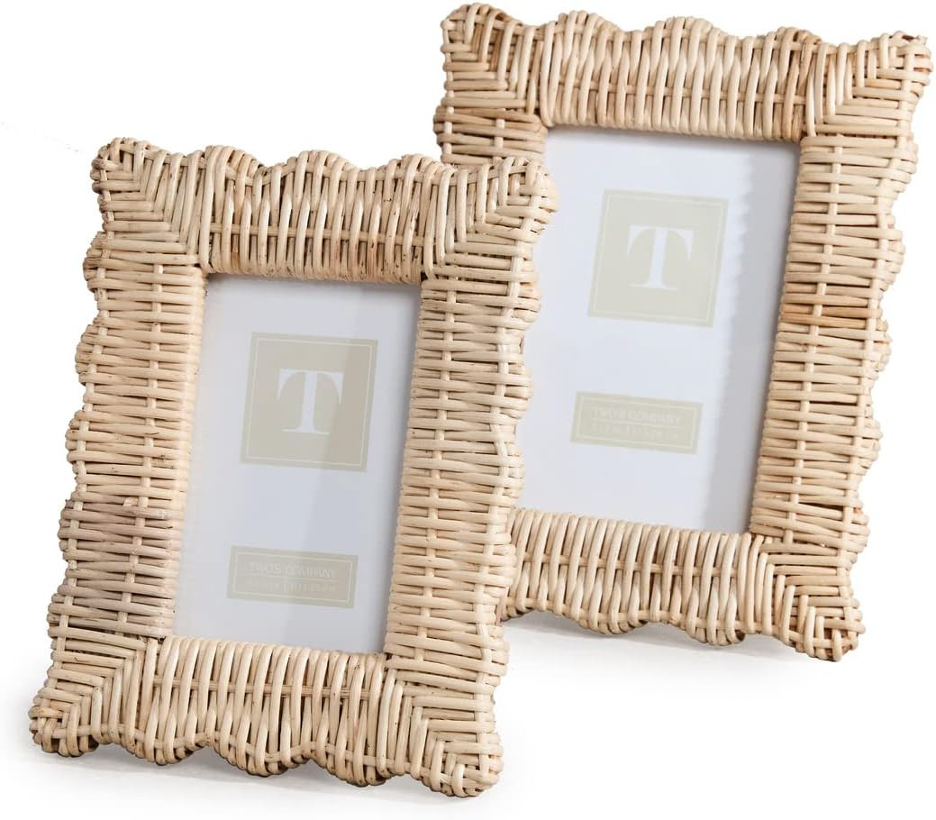 Twos Company Women's Photo Frame Set, Rattan, Tan, 5.5 x 7.5 inches | Amazon (US)
