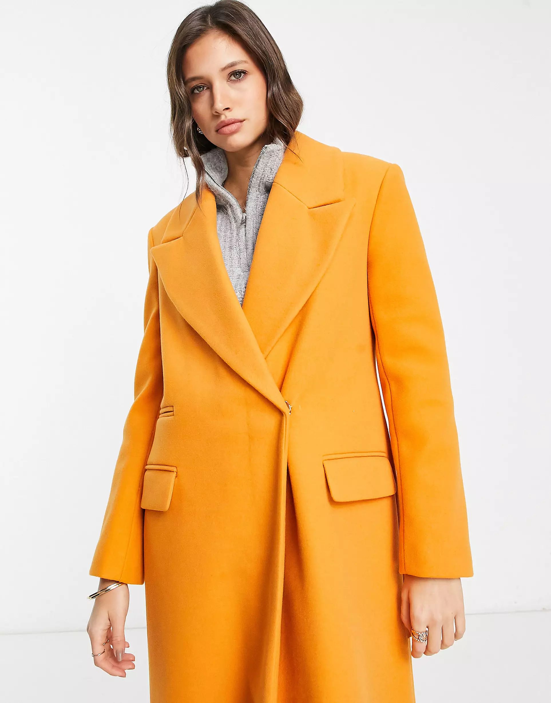 River Island 80's tailored coat in orange | ASOS (Global)