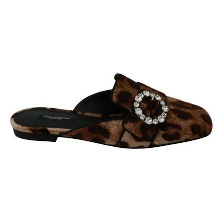 Brown Leopard Crystal Slide On Flats Shoes | Walmart (US)