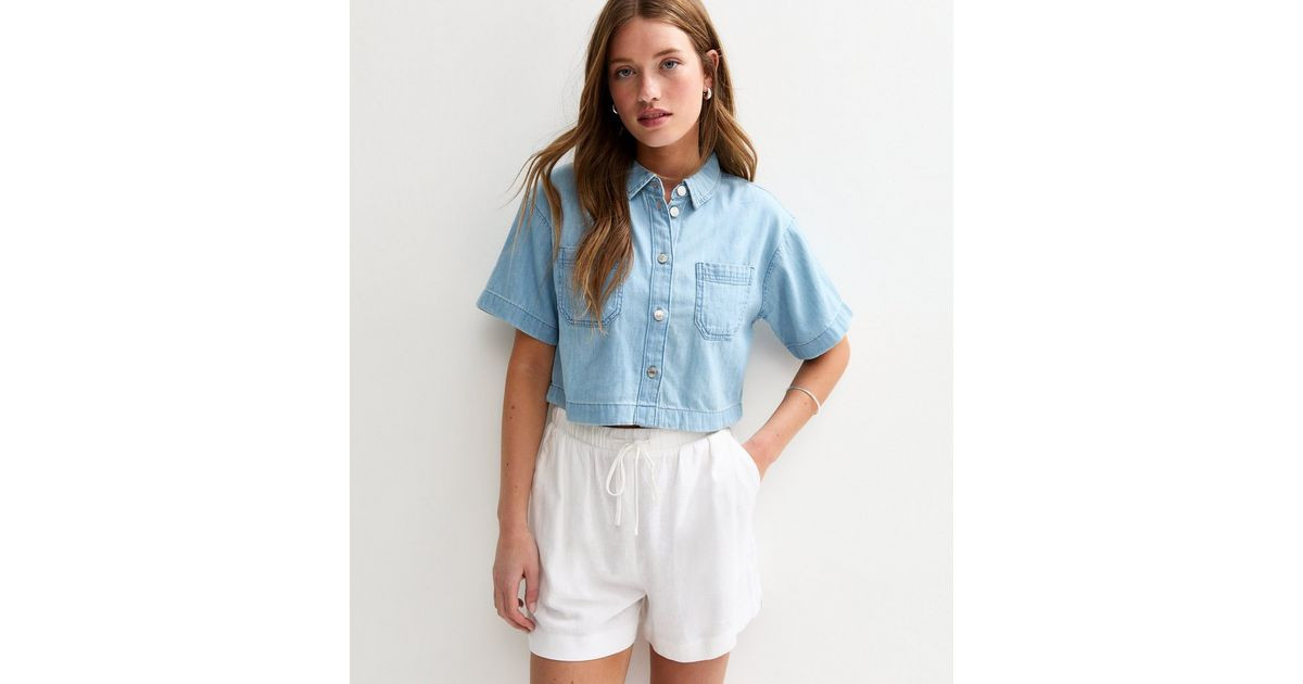 Light Blue Short Sleeve Denim Shirt | New Look | New Look (UK)