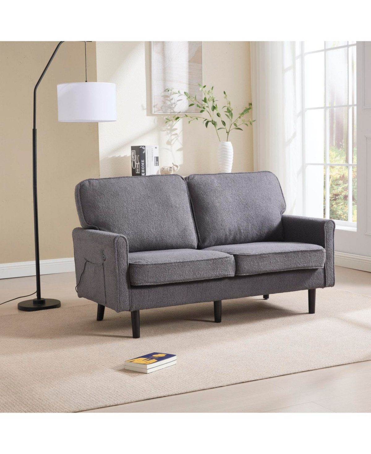 Streamdale Mid Century Modern Loveseat Sofa with Usb (Gray) - Gray | Macy's