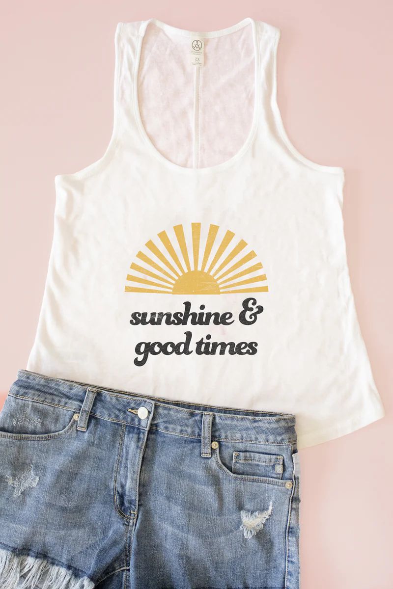 Sunshine And Good Times Graphic Tank | The Pink Lily Boutique