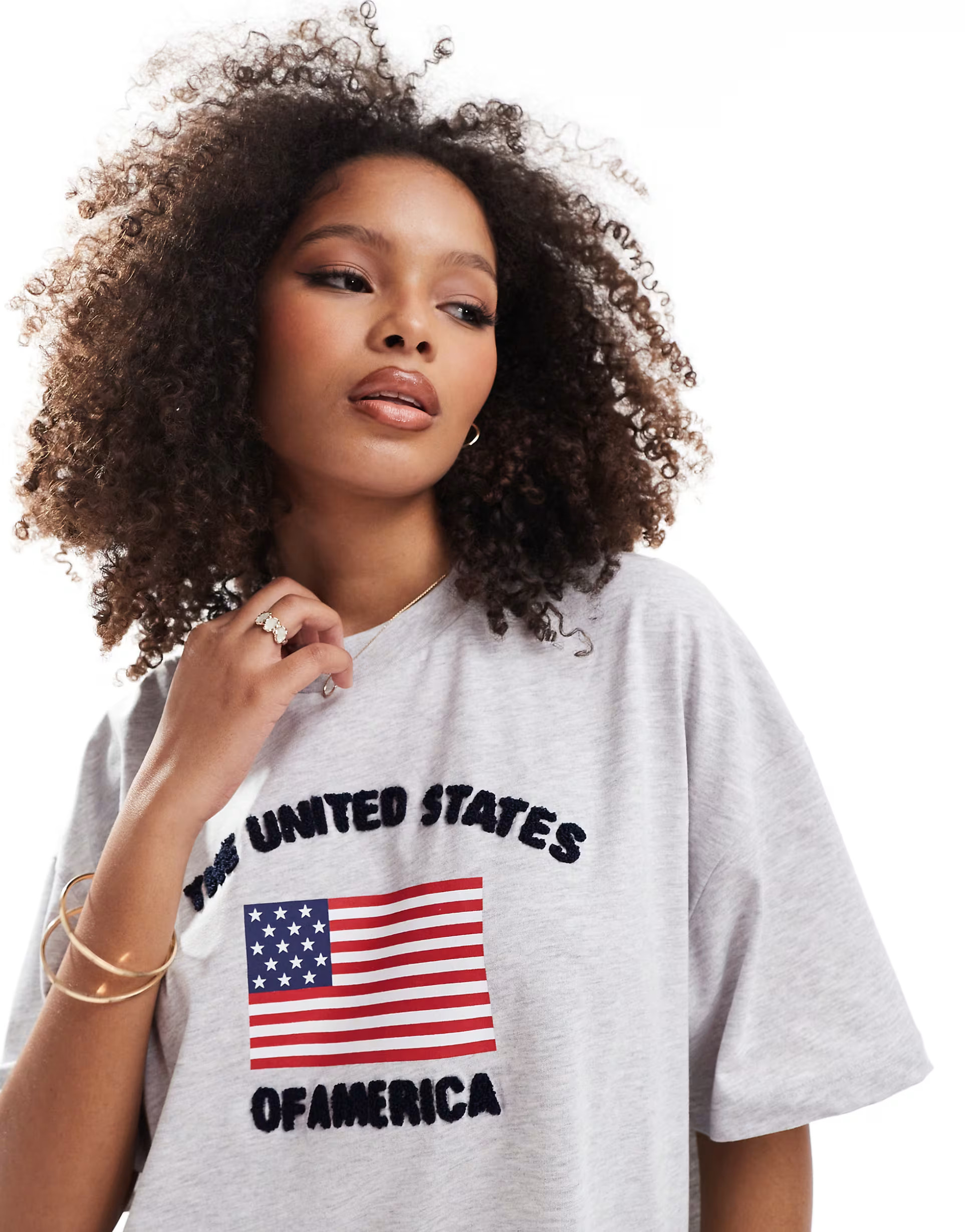 ASOS DESIGN oversized t-shirt with USA flag graphic in grey marl | ASOS (Global)
