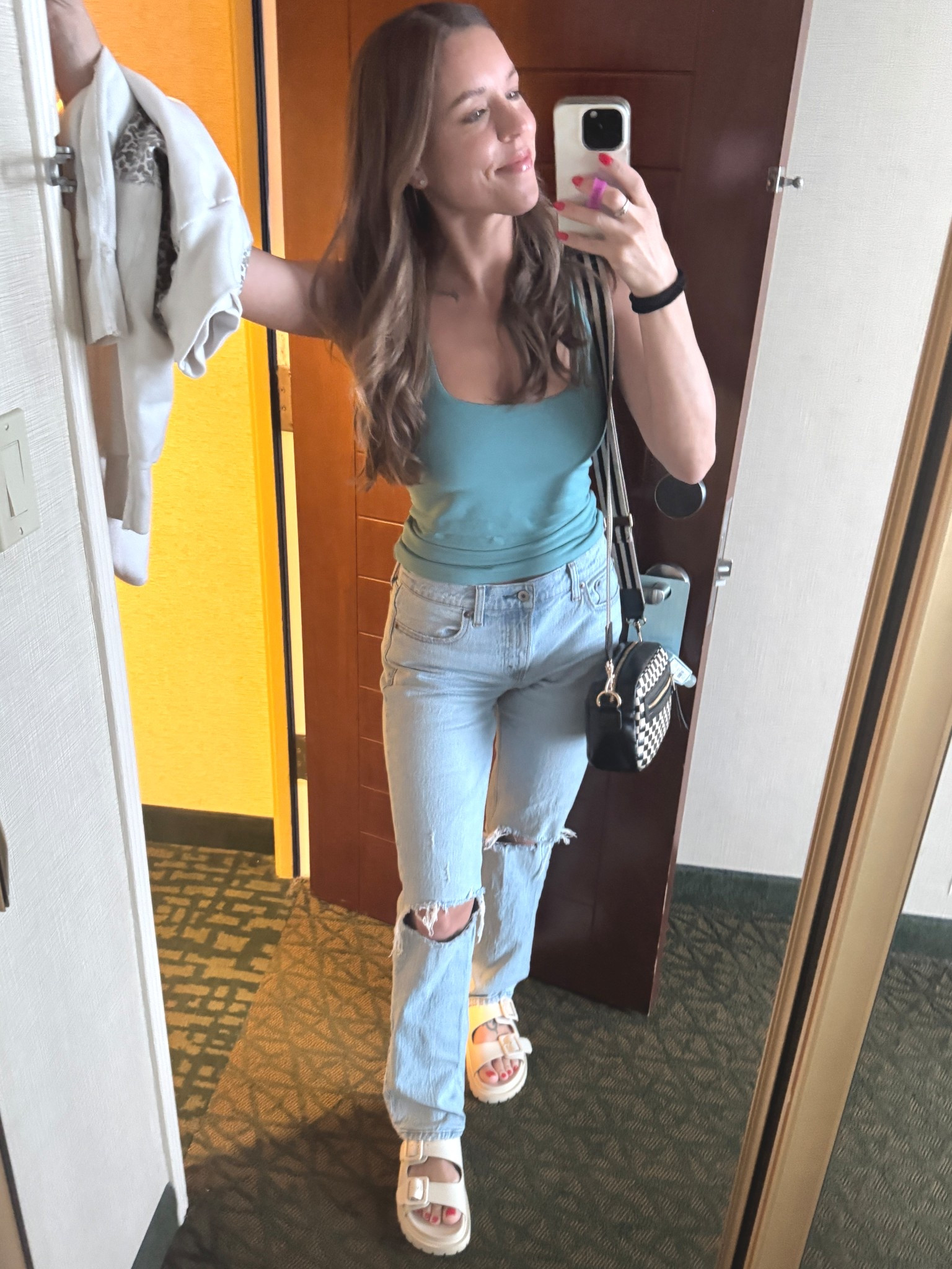 TOP: size Small

JEANS: size down - I’m usually a 28, these are a 27 but their sizing is all over the place with jeans. Obsessed. 

Sandals: Size 7.5 - true to size and they’re waterproof, memory foam, and so comfy!

#LTKStyleTip #LTKShoeCrush #LTKSeasonal