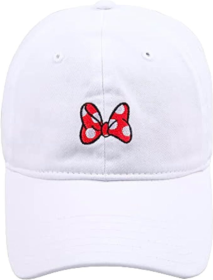 Concept One Disney's Minnie Mouse Bows Embroidered Cotton Adjustable Dad Hat with Curved Brim, Wh... | Amazon (US)