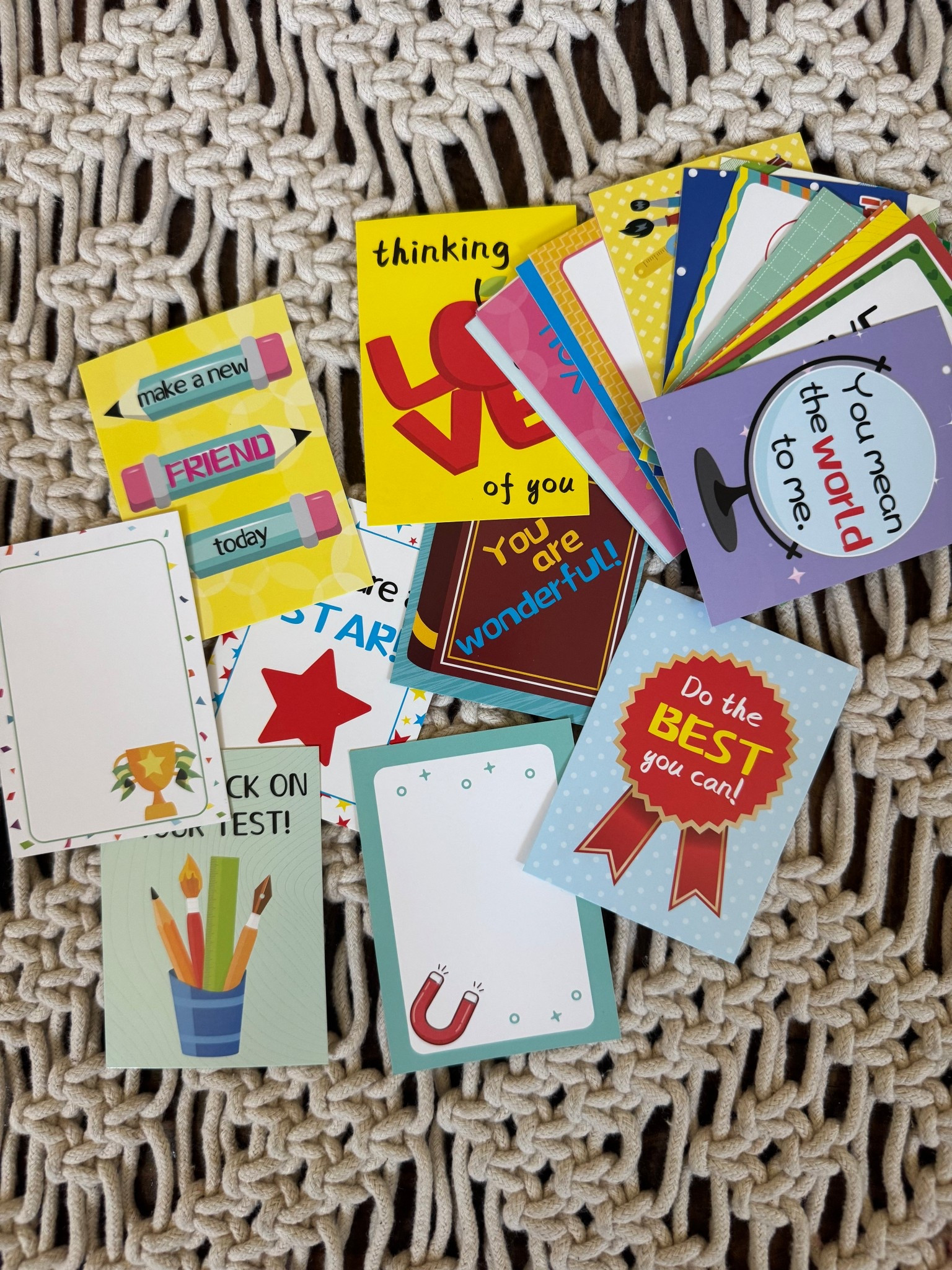 I got these cute little notecards to stick in my son’s lunchbox! He loves opening his lunchbox and seeing these! You can even write a little note on the back—so cheap and fun! They are awesome quality! #amazonfinds #lunchboxnotes #notesforlunchboxes