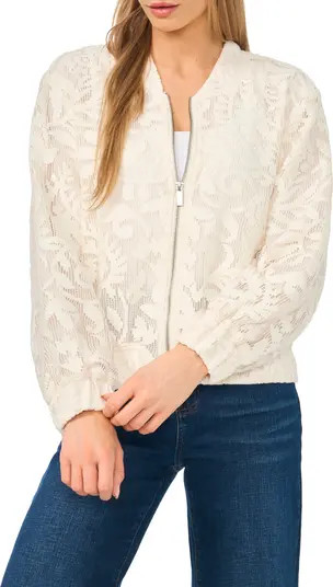 Floral Lace Knit Bomber JacketHalogen® | Nordstrom