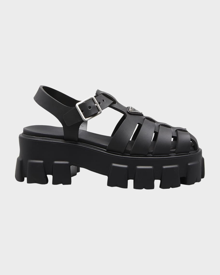 Rubber Logo Chunky-Sole Fisherman Sandals | Neiman Marcus