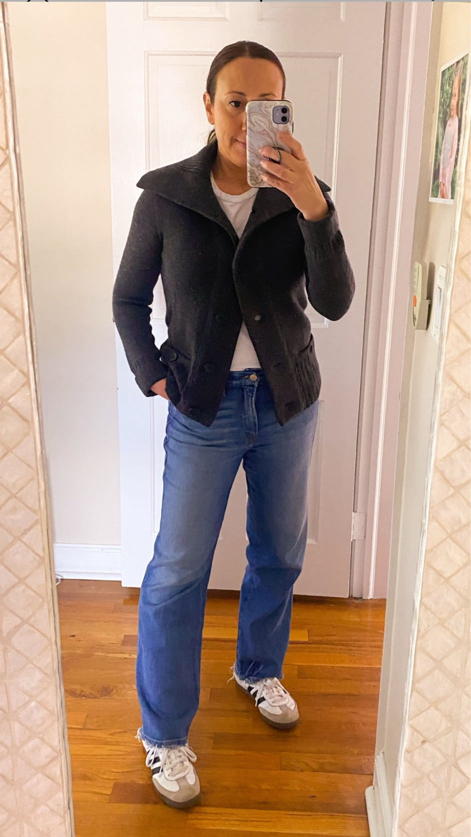 Casual winter outfit idea. Jeans. Sneakers. Sambas. Winter outfit. Loungewear  

I love this winter outfit. Easy relaxed jeans with my sambas and a cardigan   

This cardigan is thick and warm too. Very cozy. 


#LTKFindsUnder100 #LTKSeasonal #LTKShoeCrush