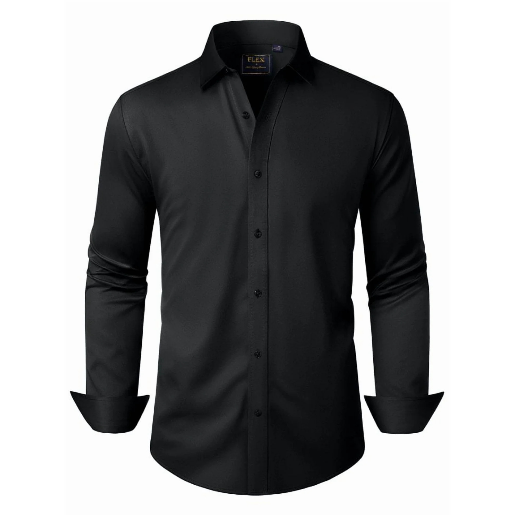 sogami Mens Solid Long Sleeve Dress Shirts Stretch Cotton Business Shirt | Walmart (US)