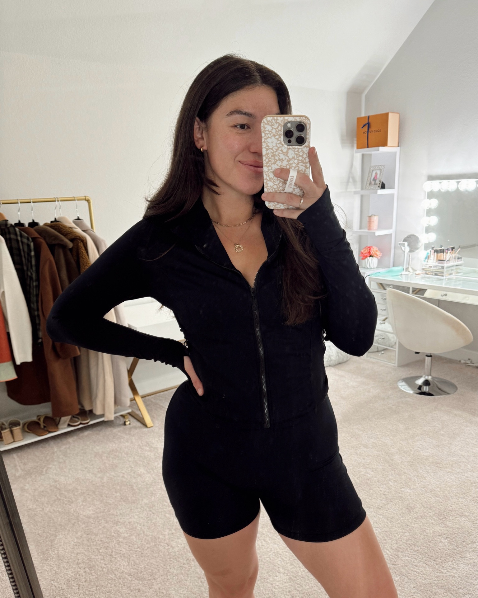 Absolutely in love with this new workout set I just got in! It’s a body suit with a matching zip jacket. One of the most flattering workout items I have😍🙌🏼

Workout outfit, workout fit, fitness, bodysuit, half zip jacket, kitty and vibe, midsize workout fashion, curvy fashion, workout style

#LTKFitness #LTKMidsize #LTKFindsUnder100