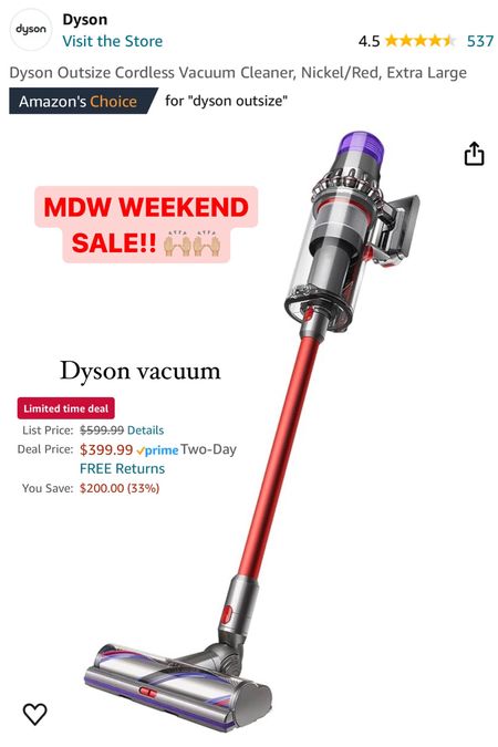 Dyson cordless vacuum on sale from Amazon for Memorial Day weekend. A must for the home! So easy to use and convenient 🙌🏼🙌🏼

#LTKFamily #LTKSaleAlert #LTKHome