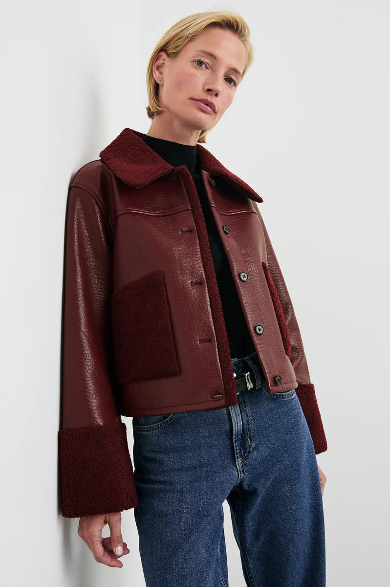 DRIA JACKET - MAROON SHEARLING | Rails