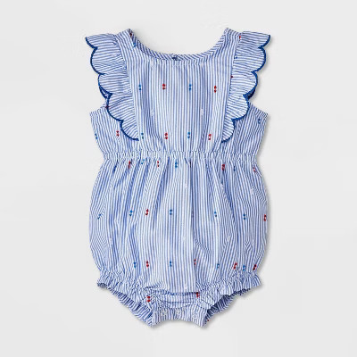 Baby Girls' Scalloped Star Romper - Cat & Jack™ Blue | Target