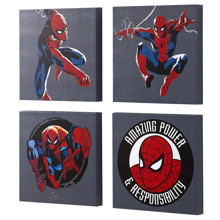 Spider-Man Wall D\u00e9cor for Kids Room, 4-Pack | Walmart (US)