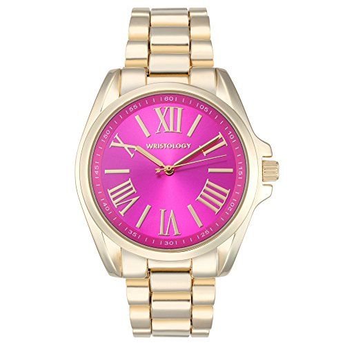 Wristology Women's RC005 Analog Japanese Quartz Rachel Super Chunky Metal Boyfriend Gold with Pink F | Amazon (US)