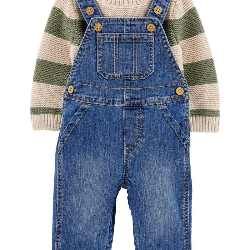 2-Piece Striped Sweater & Denim Overall Set | Carter's