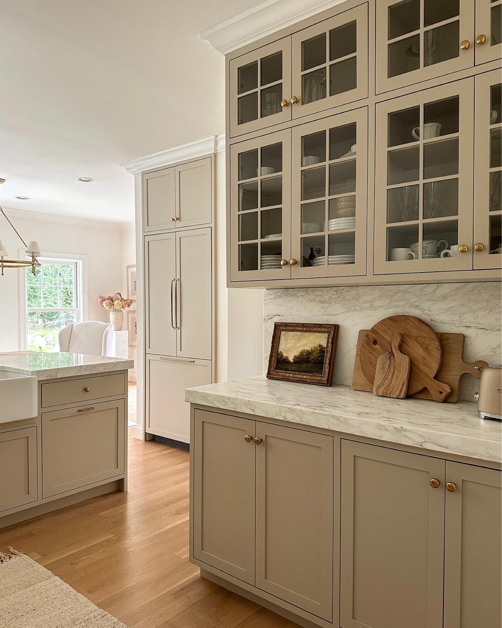 Kat Jamieson shares her farmhouse kitchen. Marble, cutting board, vintage, hardware, decor, interiors, home. 

#LTKSeasonal #LTKhome