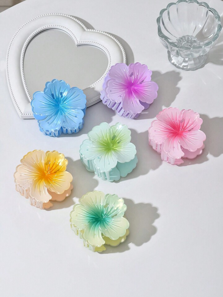3pcs/Set Women Sparkling Gradient Floral Hair Claw Clips For Beach And Daily Wear | SHEIN