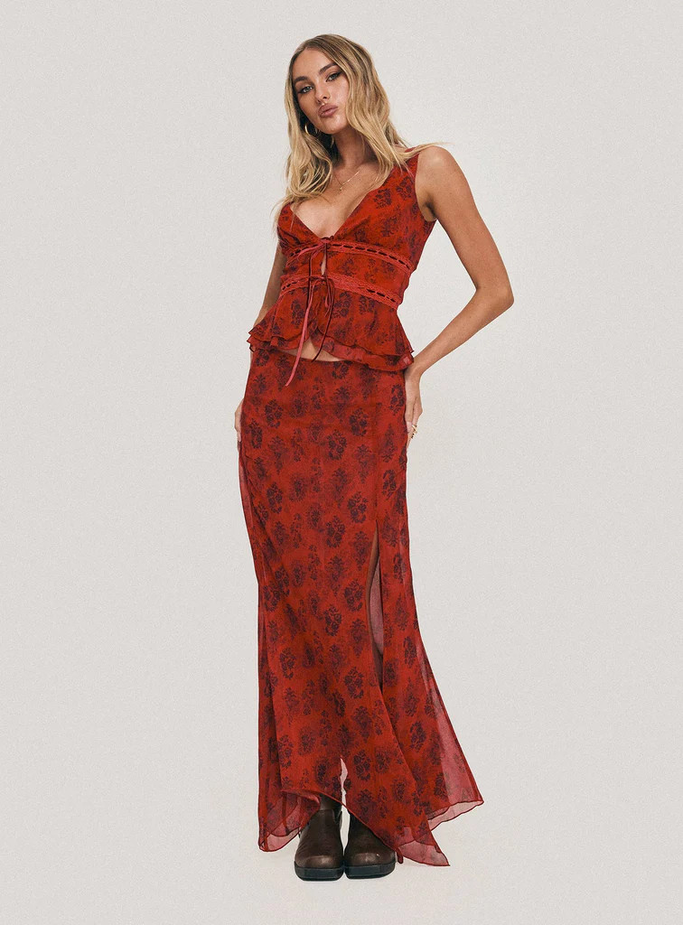 Nikolise Maxi Skirt Red | Princess Polly US