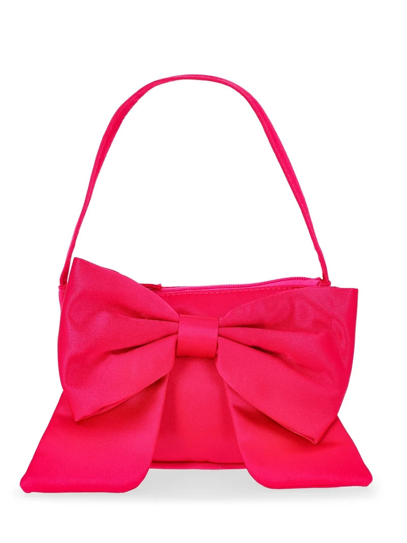 Wonder Nation Girls Big Satin Bow Handbag, Pink | Walmart (US)