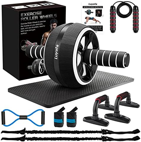 Ab Roller Wheel, 10-In-1 Ab Exercise Wheels Kit with Resistance Bands, Knee Mat, Jump Rope, Push-... | Amazon (US)