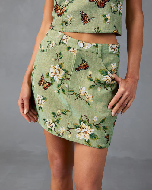 Field Of Butterflies Mini Skirt - Sage | VICI