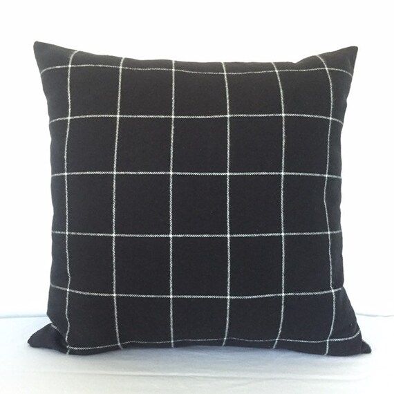 PLAID PILLOW COVER -Black and White Windowpane - Brushed Cotton - Trending Pillows | Etsy (US)