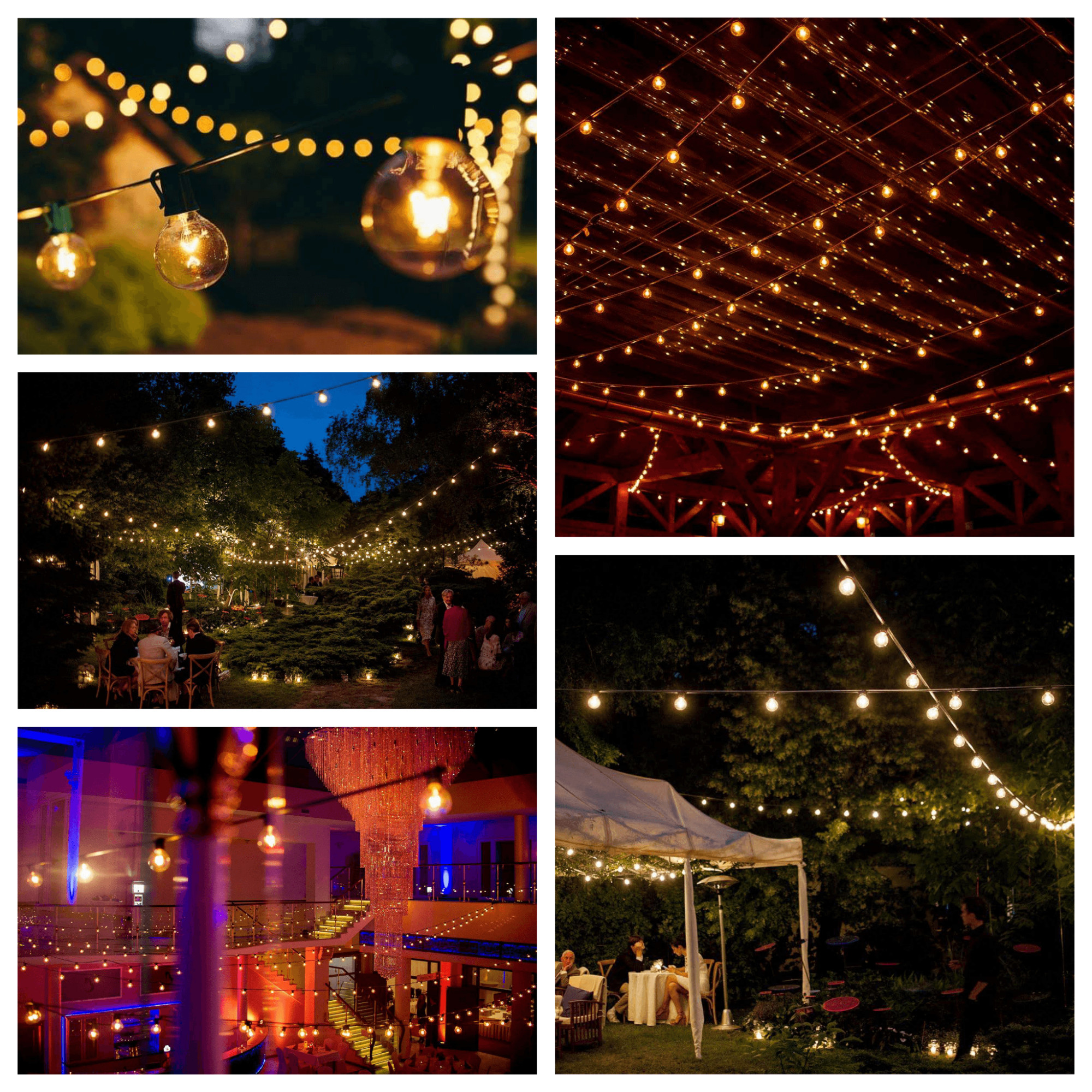50 Foot Globe String Lights - G40 Clear Bulbs - Black Wire - Outdoor String Lights for Patio Yard... | Walmart (US)