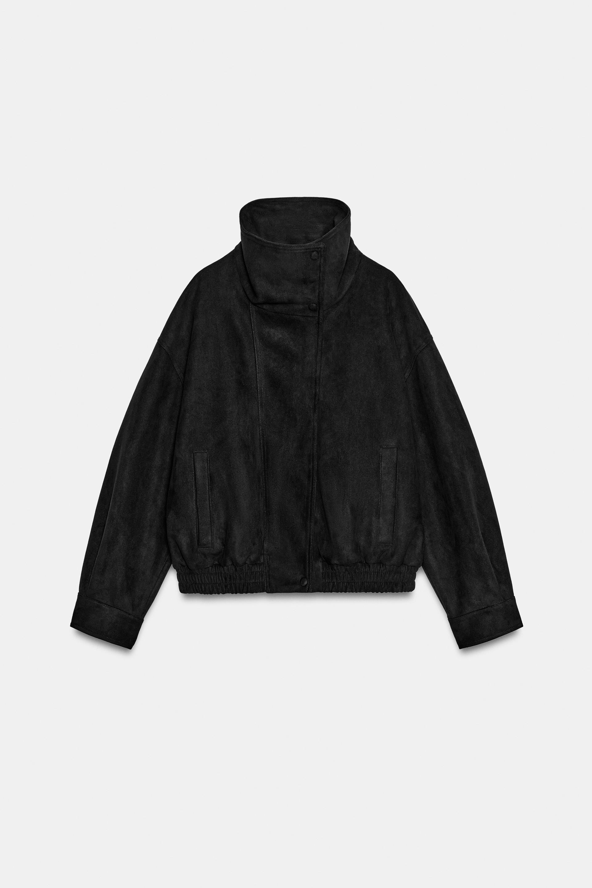 Zara - Faux Suede Bomber Jacket - Black - Xl - Woman | Zara UK