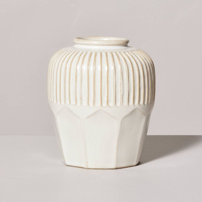 Multi-Faceted Ceramic Bud Vase Cream - Hearth & Hand™ with Magnolia | Target