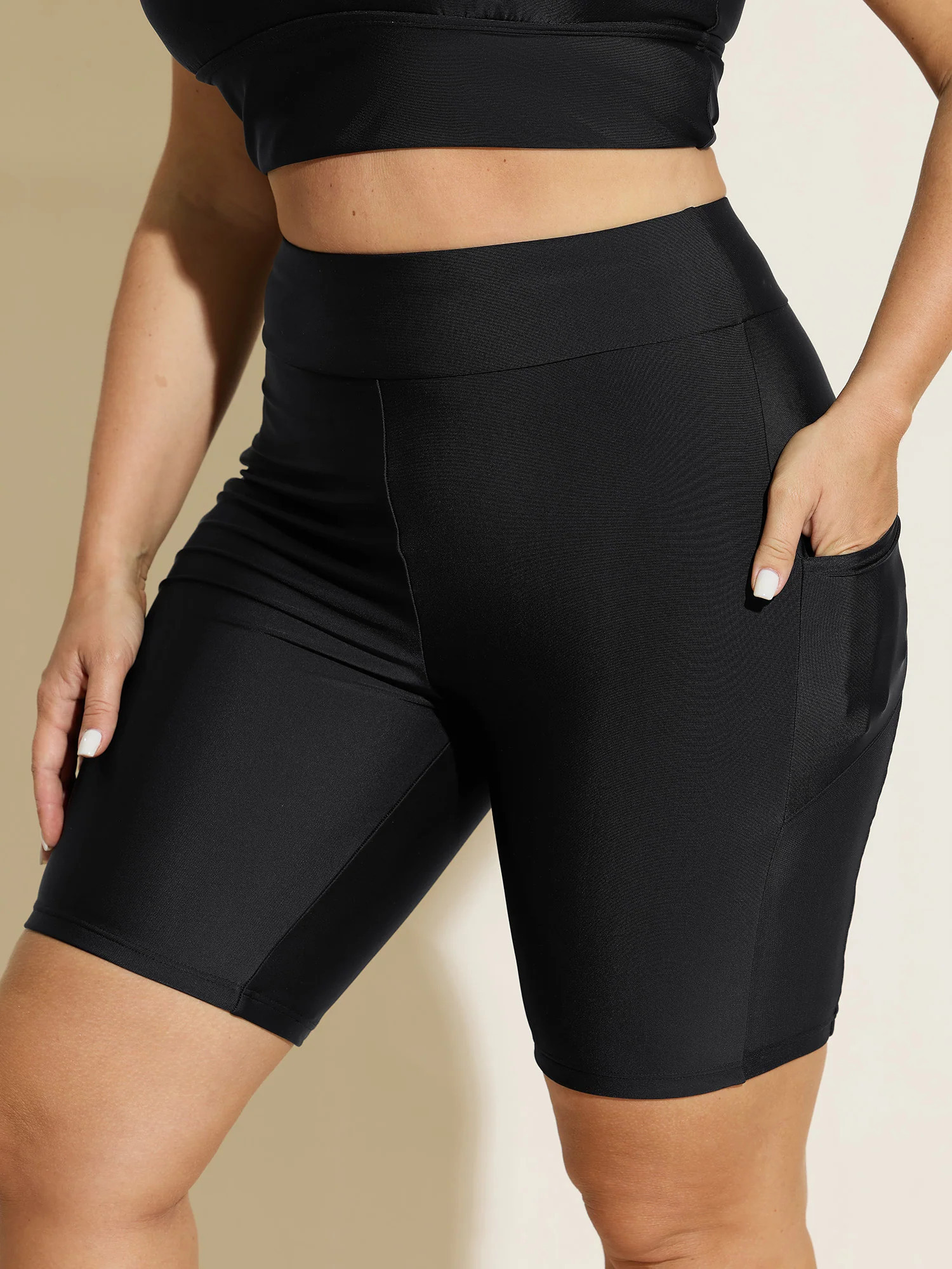 Spliced Mesh Plain Swim Bottoms | Bloomchic