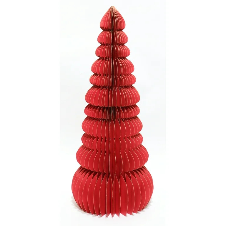 Honeycomb Paper Tree Christmas Decoration, Red, 47", by Holiday Time | Walmart (US)
