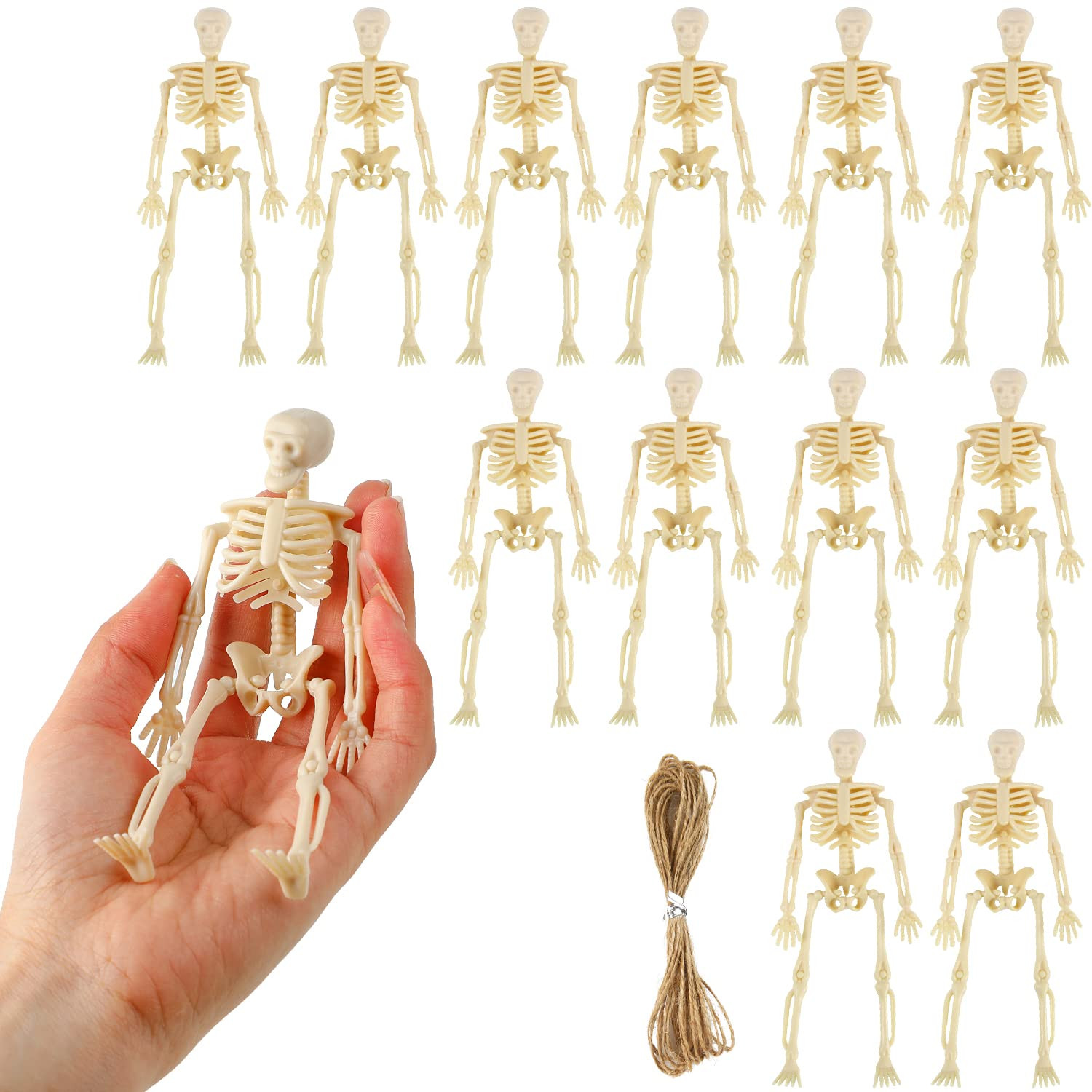 FINGOOO Mini Skeleton Figurines, 12Pcs 6 Inch Small Skeletons Halloween Decorations for Craft Hau... | Amazon (US)