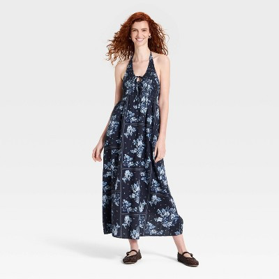 Women's Printed Maxi Sundress - Universal Thread™ Navy Blue S | Target